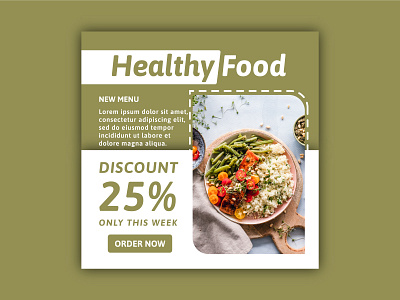 Social media post template for healthy food, or fresh food. delicious