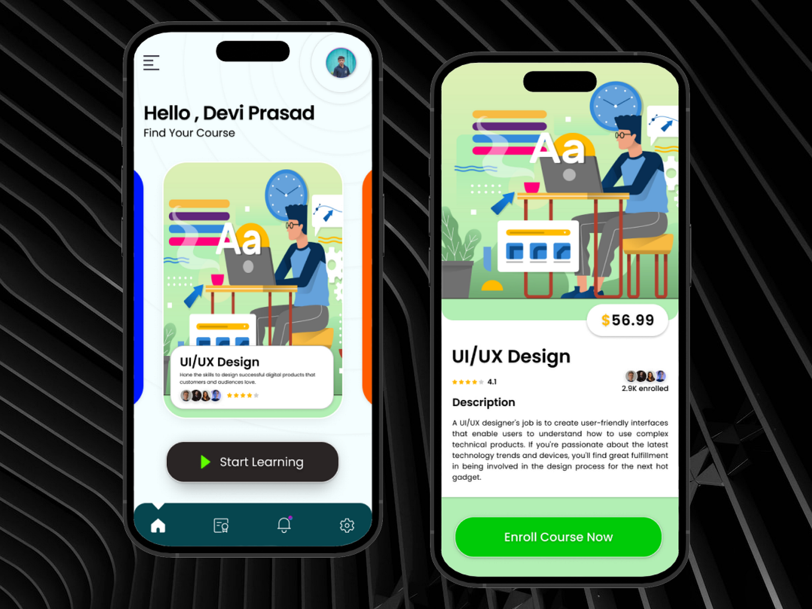 E-Course Learning App User Interface Design by Devi Prasad Mishra on ...