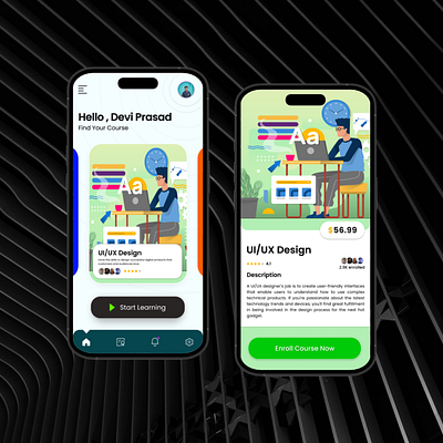 E-Course Learning App User Interface Design app design app interface branding designer ecourse figma graphic design product design ui ui ux