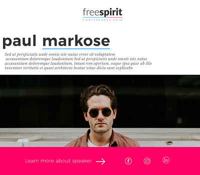 Speaker Profile Page Layout design website