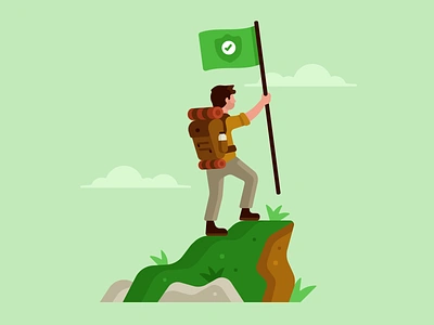 DuckDuckGo: Hiker accomplishment backpacking hike illustration mountain nature summit