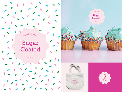 Sugar Coated - Sweet Treats Bakery By Vicky baker cookies design label logo
