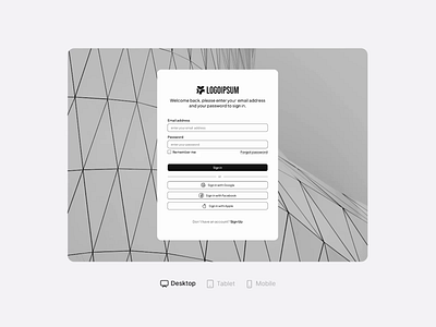 Exploration - Responsive Sign In .prototype after effects animation app auto layout figma login login page mobile sign in sign in page tablet ui ui animation uidesign uiux user interface web web design website