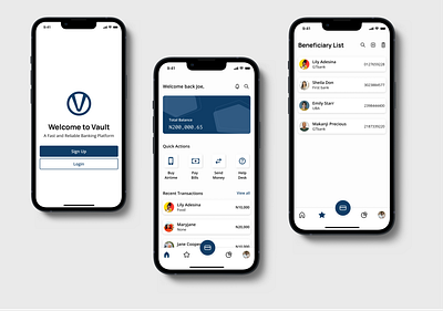 Vault Finance App app blue design fintech graphic design logo ui ux vault