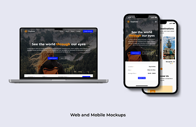 Explorer - A travel website app appui blue design desktop explorer icon logo orange responsive travel ui ux