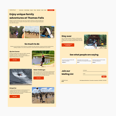 Thomas Falls Web Redesign event outdoor ui design webdesign