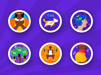 Aaptiv badge system badge bum flat heavy icon icons illustration mind rest run shape sport thanksgiving waist