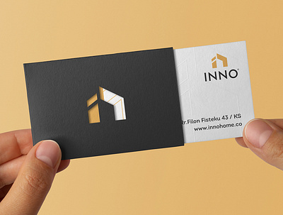 Inno Home Furnitures - Card design agency black branding brandingagency card carddesign creativeagency design designtip elegant furniture future graphic design home homedesign homefurniture house inno logo motion graphics