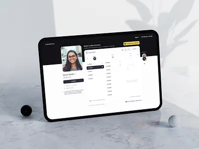 Schedule a time app availability calendar design interface profile schedule select time time time slot ui ux web