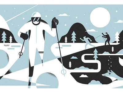 Cross country skis - part of (Personal '23) animals character design editorial grain graphic design illustration