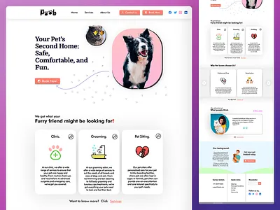 Pet service booking website. app art branding clean design flat font graphic design icon illustration logo pet ui website