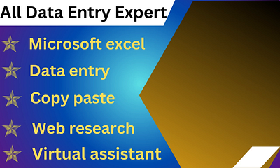 I will do any Data Entry and web research work copy prss data entry data minig entryspreadsheet exceldata pastedata pdf to word