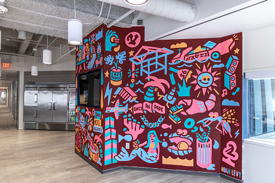 BDO Miami Café Mural abstract florida illustration miami mural mural artist mural painting murals noah levy painting tropical