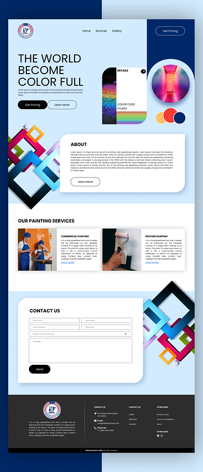 Painting Company Website UI Design ui