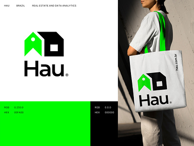 H A U Option bag brand brazil environment estate estates green house logo packaging price pricetag promo real roof symbol tag tote bag