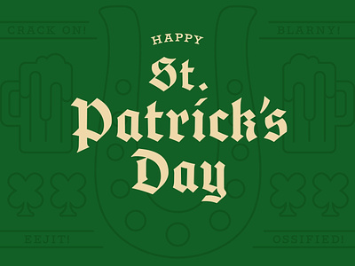 St. Patrick's Day beer blackletter branding clover design graphic design green illustration irish logo luck malley design st. patricks day typography vector