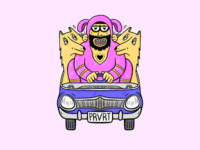 PRVRT car dog dogsuit illustration love retro suit