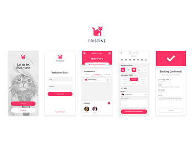 PRISTINE GROOMING APP app design ui ux