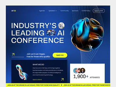 Industry's Leading AI Conference Landing Page 🚀 2023 ai artificial intelligence conference desktop landing page speakers startup ui ux web web design website design