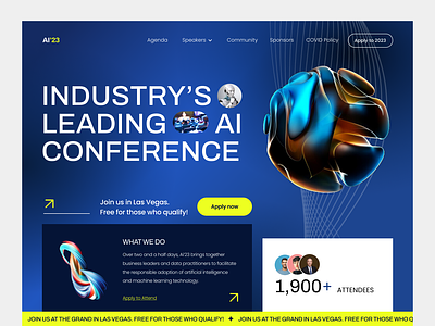 Industry's Leading AI Conference Landing Page 🚀 2023 ai artificial intelligence conference desktop landing page speakers startup ui ux web web design website design