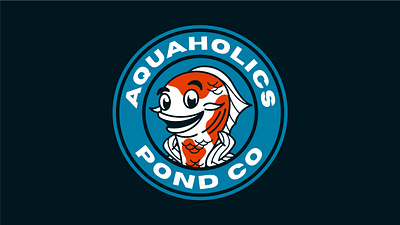 Aquaholics Pond Co branding fish illustration logo mascot water