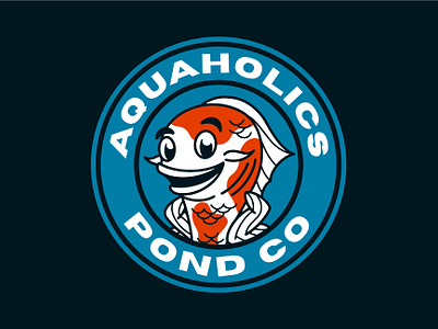 Aquaholics Pond Co branding fish illustration logo mascot water