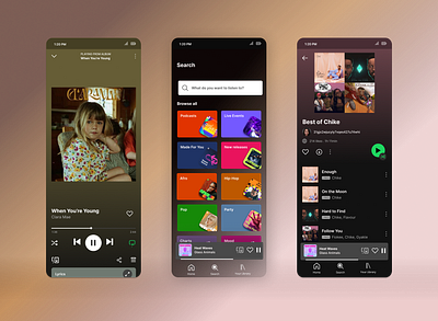 MUSIC PLAYER- 3 SCREENS FROM SPOTIFY app branding dailyui design graphic design illustration logo ui ux vector