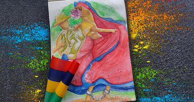 1700s: Under that banyan tree dancing mauritius music segamusic watercolor watercolorart watercolorpainting