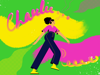walking with thoughts in mind! art artist brushes chracter design colorful creative graphic design green illustration out of the box painting photoshop pink powerful vector women yellow