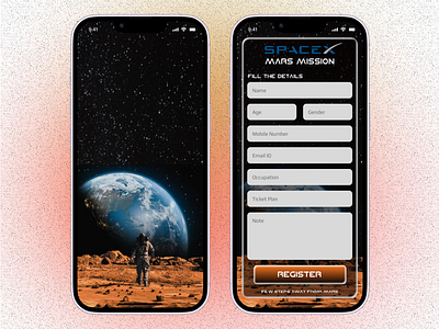 Registration screen for Space X’s Mars mission challenge design graphic design mars marsmission spacex ui uxdesign