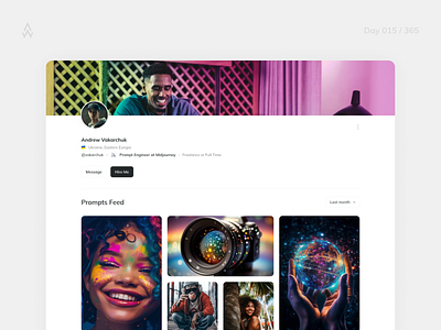 Day 015 — Profile account ai challenge clean daily ui dashboard design figma gallery generated layout minimal photo profile simple soft ui ukraine user web