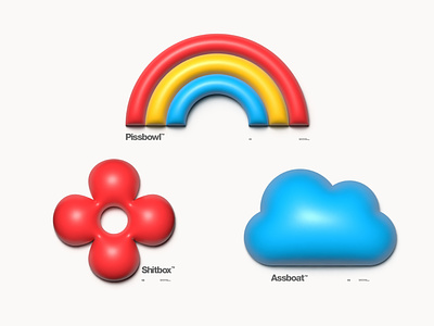 Crass Nonsense with Icon Inflated 3d cloud crass flower helvetica icon illustration inflate nonsense poppy rainbow veco vector