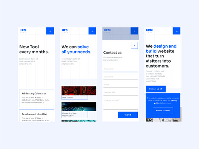 Urbi Labs - Mobile Pages agency blog contact form cookies design mobile ui ux