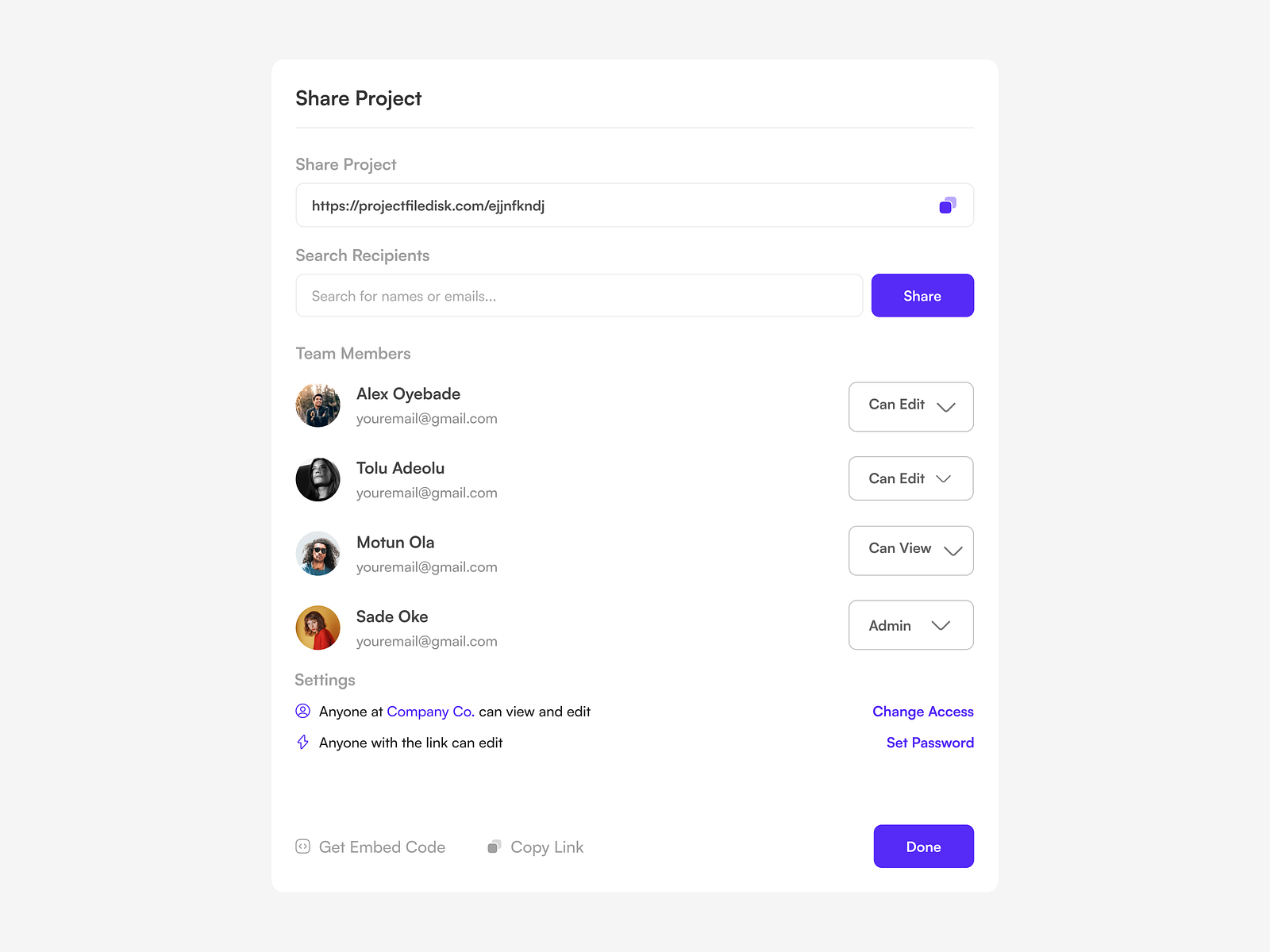 Share UI Modal by Alex Oyebade on Dribbble