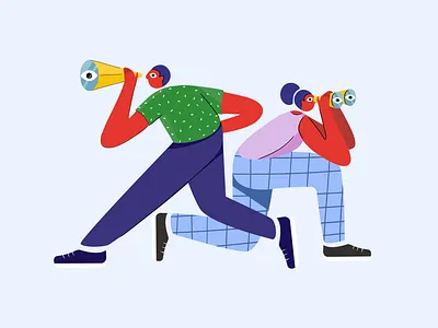 Searching concept binoculars character illustration search telescope vector
