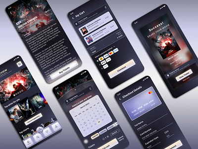 Preview mobile app - ticket booking app checkout design figma mobile movie ticket ui ux design