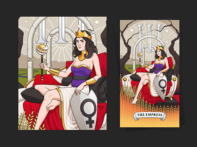 3-t-e art card color corset design girl gold illustration stars tarot theempress vector