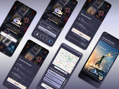 Preview mobile app - sign in/ set up flow app design figma location mobile movie sign in ui ux design