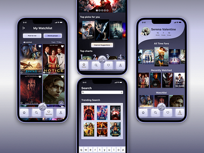 Preview mobile app- main flow app design figma mobile movie ui ux design