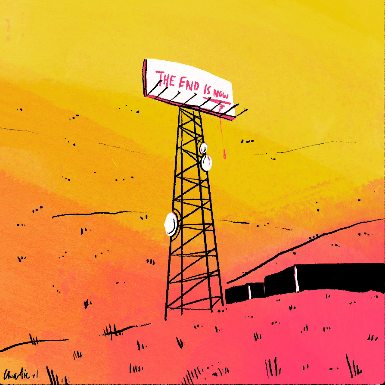 The End Is Now bright colour fluorescent illustration