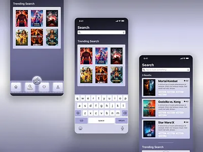 Preview mobile app - search flow app design figma mobile movie search ui ux design