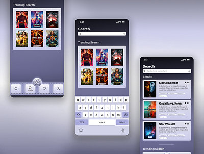 Preview mobile app - search flow app design figma mobile movie search ui ux design