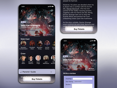 Preview mobile app - movie details app design details figma mobile movie review ui ux design