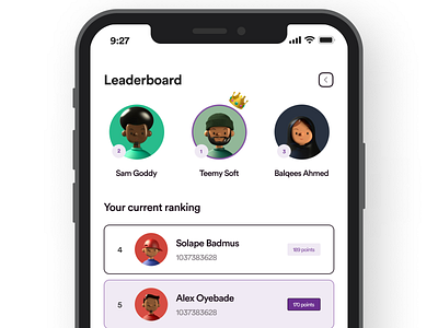 Leaderboard UI branding design ui