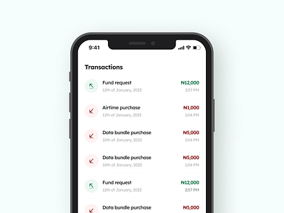 Transaction Page design ui