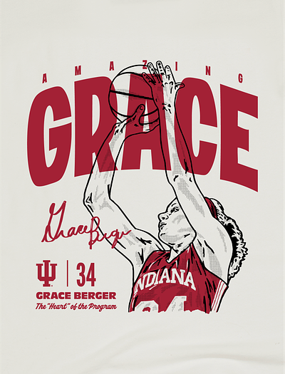 Amazing Grace athlete basketball illustration indiana nil sports t shirt