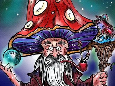 Mushroom Wizard artist branding character character illustration design drawing graphic design illustration illustration art mushroom nft procreate retro vintage wizard
