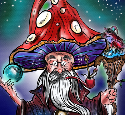 Mushroom Wizard artist branding character character illustration design drawing graphic design illustration illustration art mushroom nft procreate retro vintage wizard