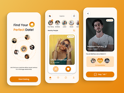 Dating App UI Design app design dating app homepage ui ios ui user profile