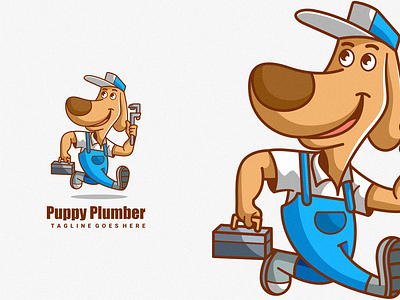 Puppy Plumber Character Mascot character cute design illustration logo mascot plumber puppy